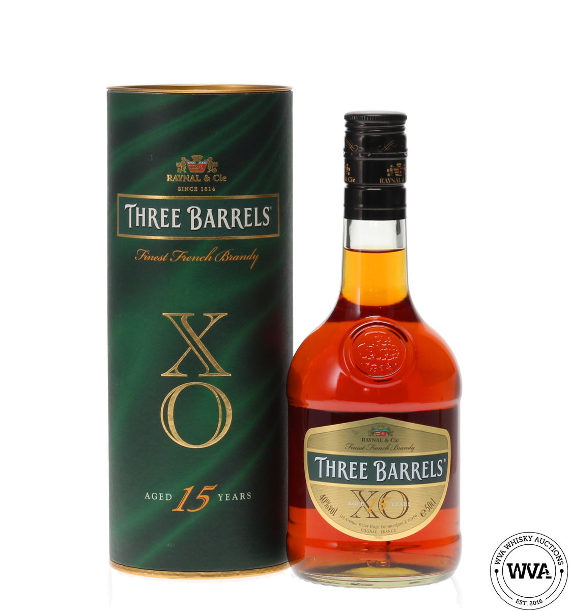 THREE BARRELS 15 YEAR OLD XO BRANDY