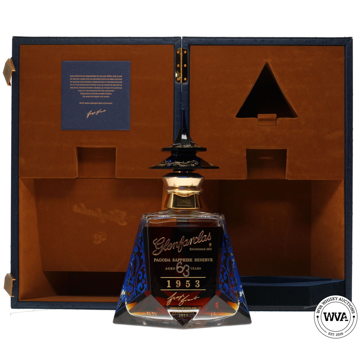 GLENFARCLAS 63 YEAR OLD 1953 #1677 1.5ltr MAGNUM - PAGODA SAPPHIRE RESERVE (GOLD EDITION)