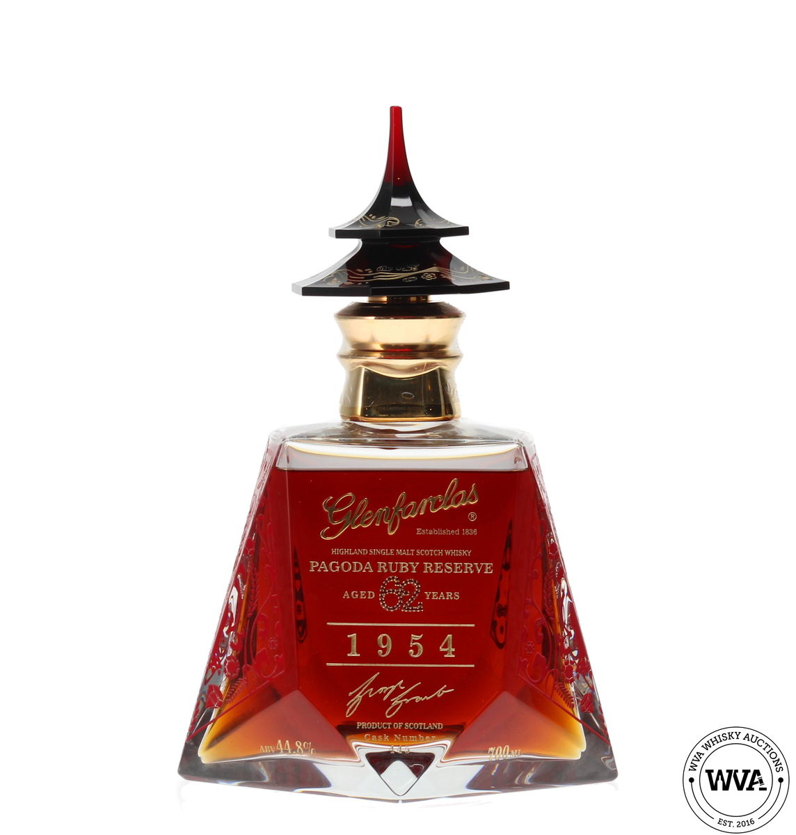GLENFARCLAS 62 YEAR OLD 1954 #445 - PAGODA RUBY RESERVE (GOLD EDITION)