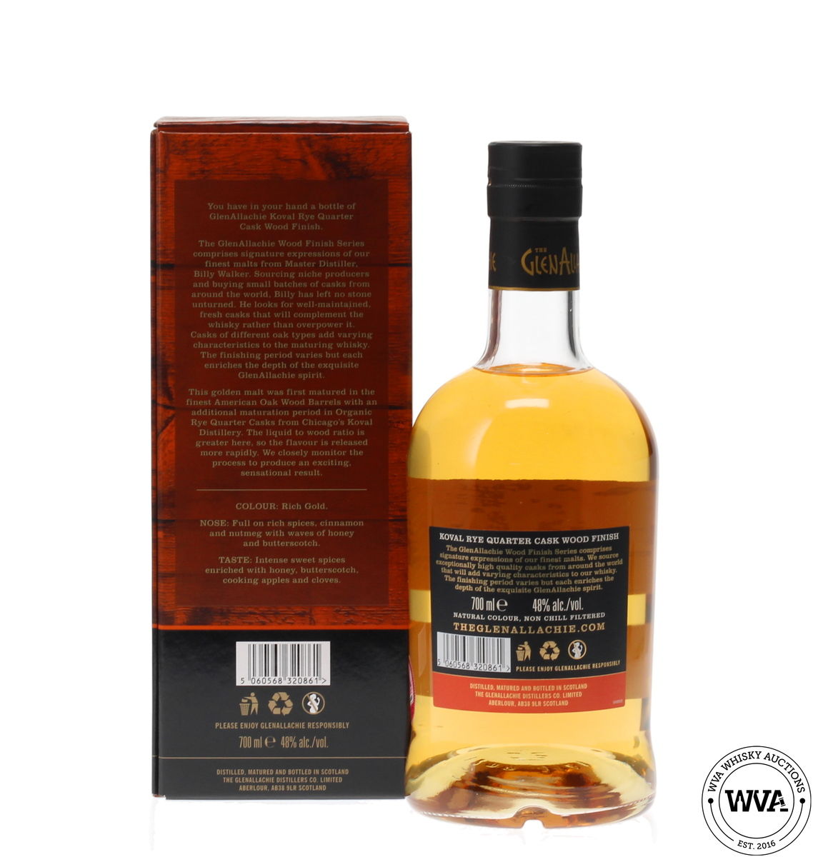 GLENALLACHIE 8 YEAR OLD - KOVAL RYE QUARTER CASK WOOD FINISH