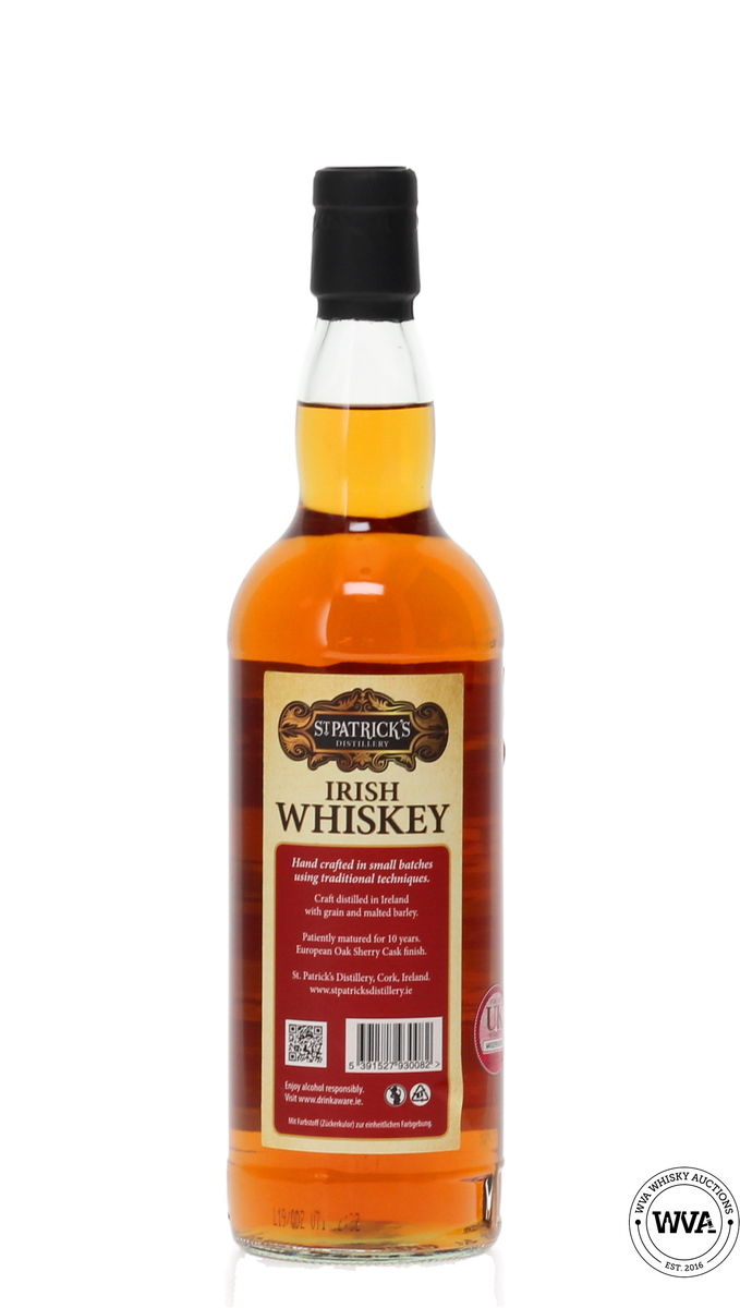 ST PATRICKS 10 YEAR OLD SHERRY CASK FINISH IRISH WHISKEY
