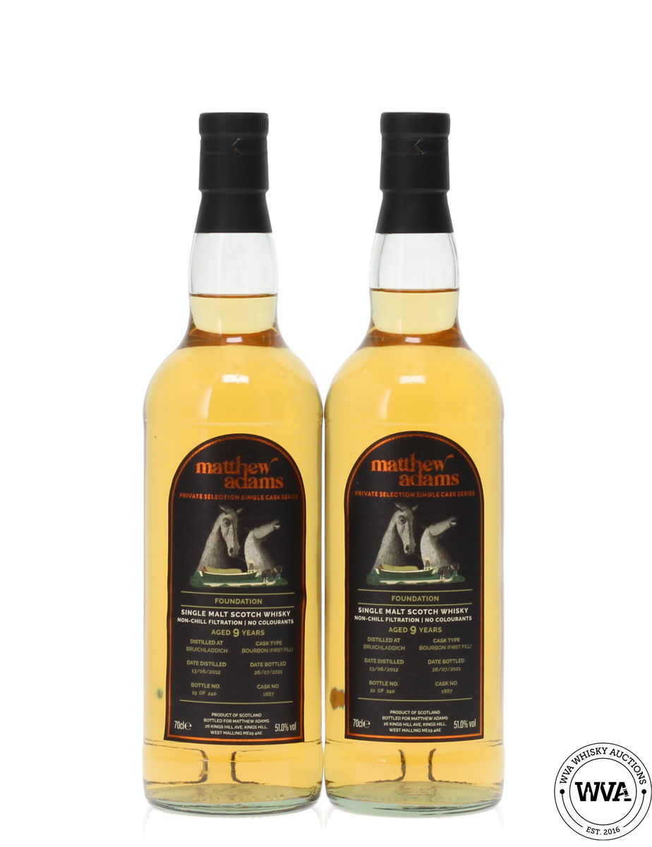 BRUICHLADDICH 9 YEAR OLD 2012 #1887 - MATTHEW ADAMS PRIVATE SELECTION (2X70CL)