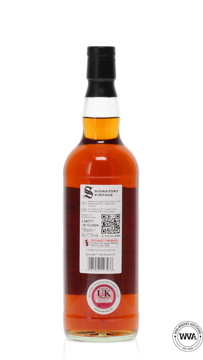 SPEYSIDE 13 YEAR OLD (MACALLAN) 2011 SIGNATORY VINTAGE CASK #27