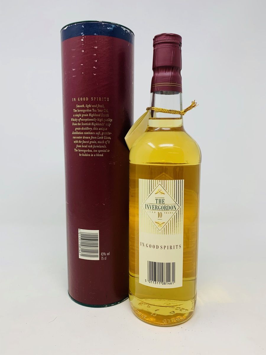 THE INVERGORDON 1980'S 10 YEAR OLD SINGLE GRAIN HIGHLAND SCOTCH WHISKY 
