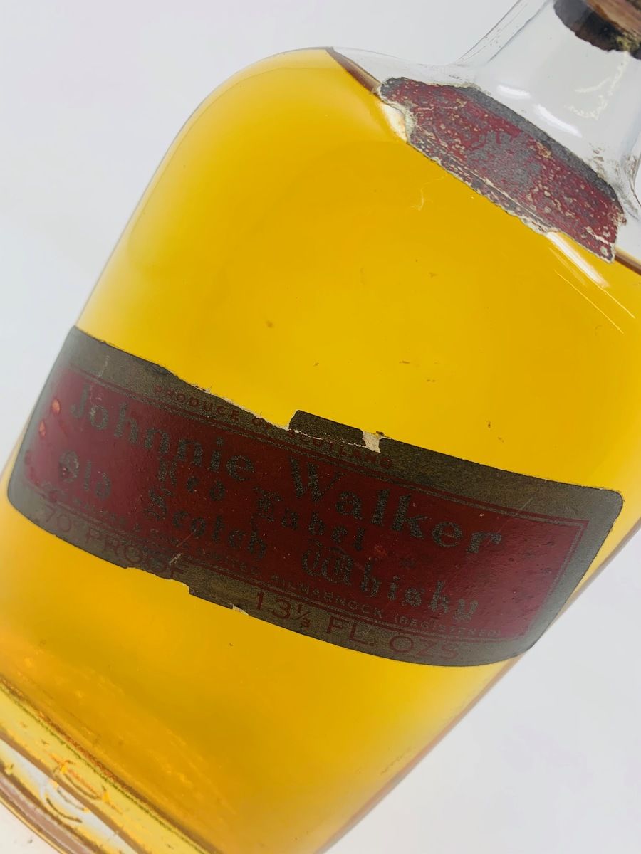 JOHNNIE WALKER RED LABEL 1960'S FLASK BOTTLE 13 1/3 FLOZS
