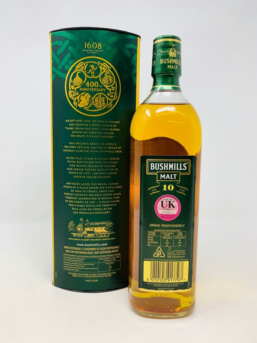 BUSHMILLS 10 YEAR OLD 400TH ANNIVERSARY 