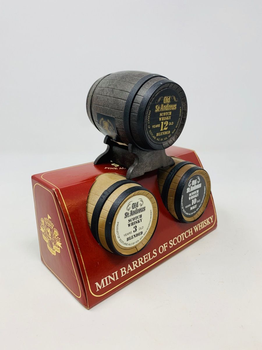 3 X OLD ST ANDREWS WHISKY BARREL MINIATURES