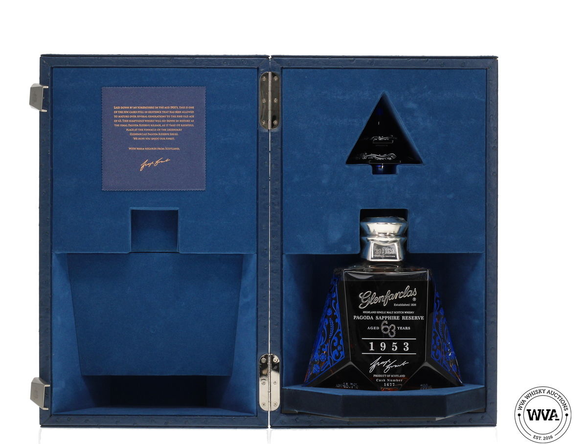 Glenfarclas 63 Year Old 1953 #1677 - Pagoda Sapphire Reserve (Silver Edition) 