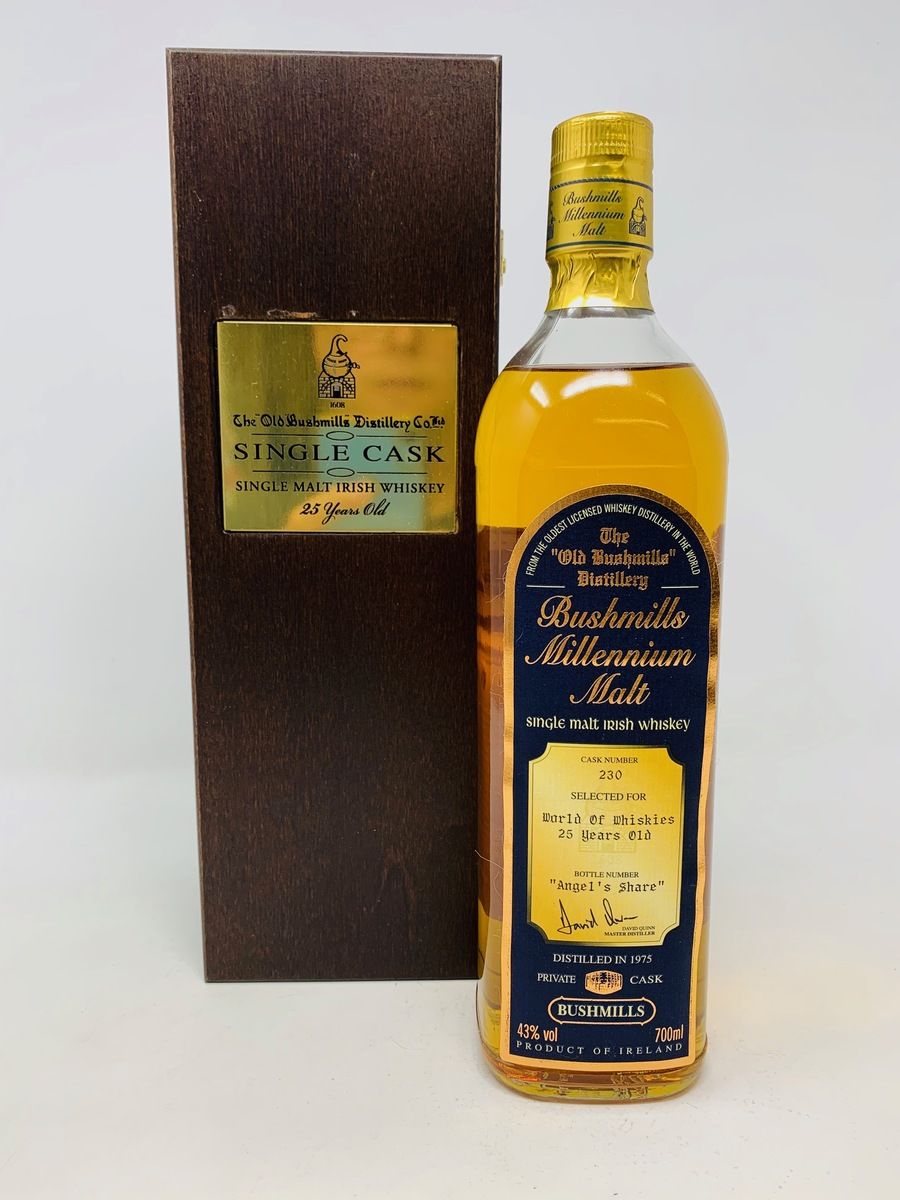 BUSHMILLS 1975 MILLENNIUM MALT SINGLE CASK #230 WORLD OF WHISKIES "ANGEL'S SHARE"