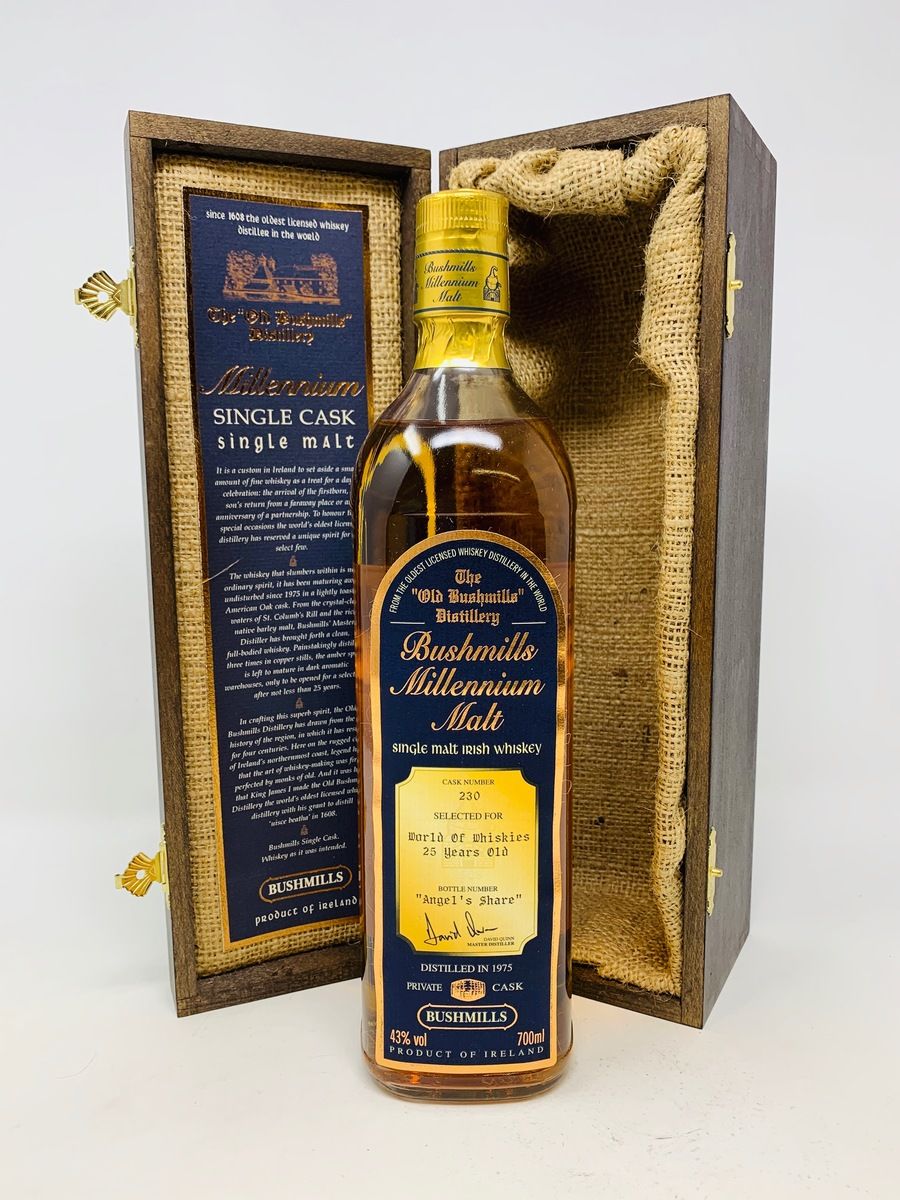 BUSHMILLS 1975 MILLENNIUM MALT SINGLE CASK #230 WORLD OF WHISKIES "ANGEL'S SHARE"