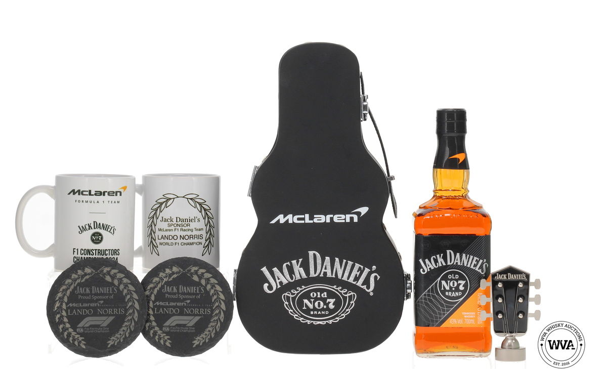 Jack Daniel's McLaren Formula 1 Team 2025 Edition Whiskey Guitar Case, Mug & Slate Mats
