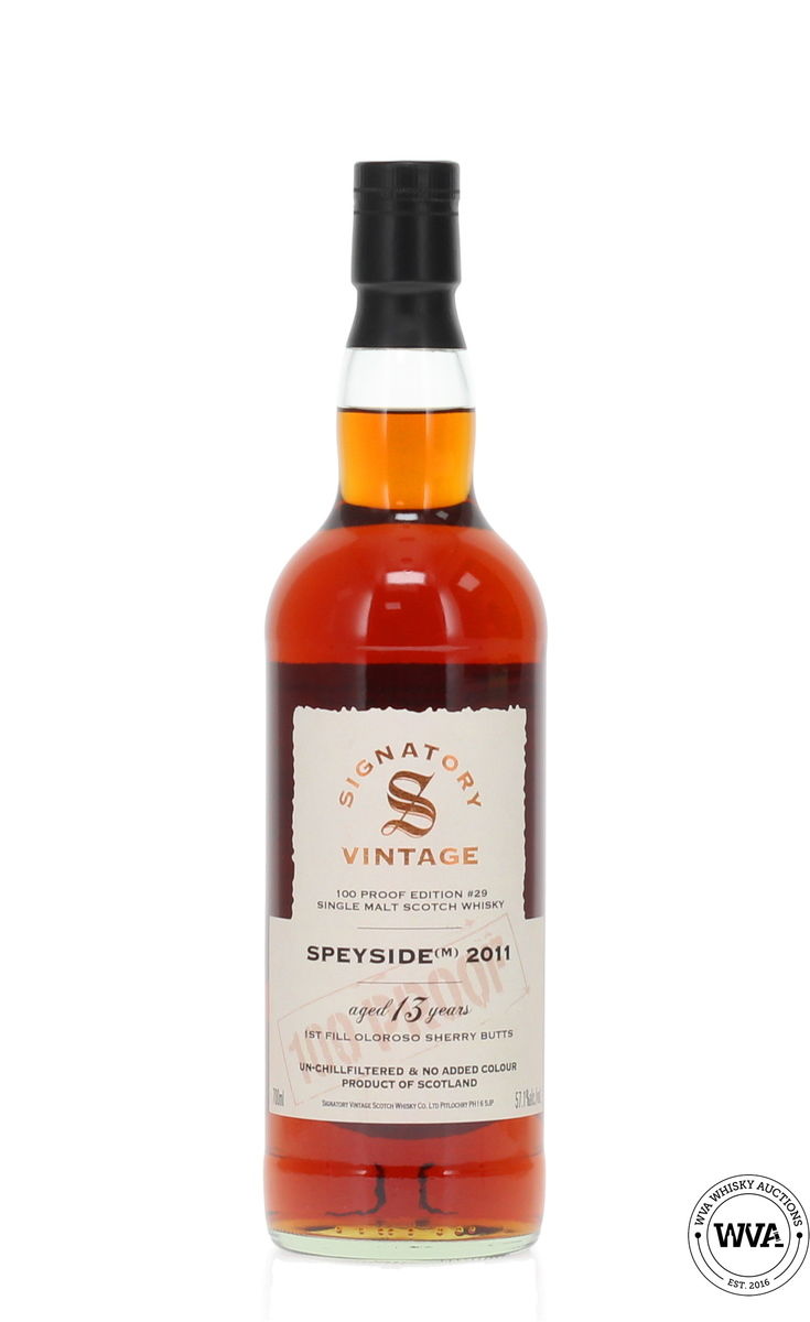 Speyside 13 Year Old (M) 2011 Signatory Vintage Cask #29 100 Proof Edition