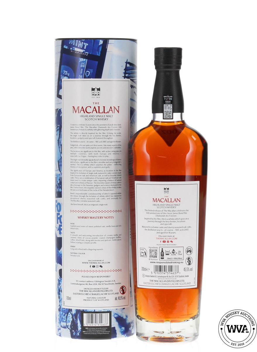 Macallan 18 Year Old 2007 - Diamonds Are Forever 55th Anniversary Release