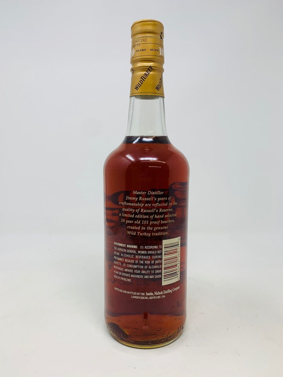 WILD TURKEY 10 YEAR OLD RUSSELS RESERVE - SIGNED BY EDDIE AND JAMES RUSSEL