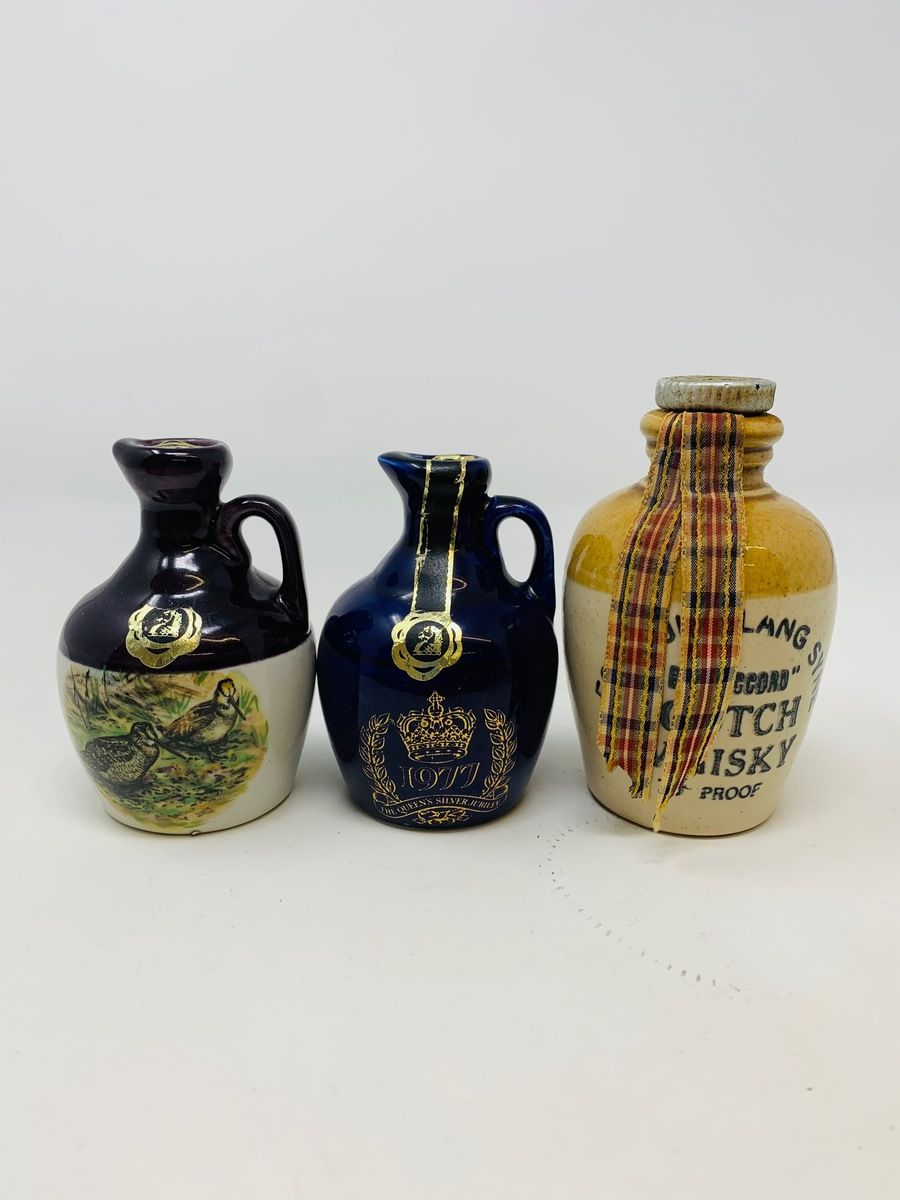 3 X ASSTD CERAMIC WHISKY MINIATURES 