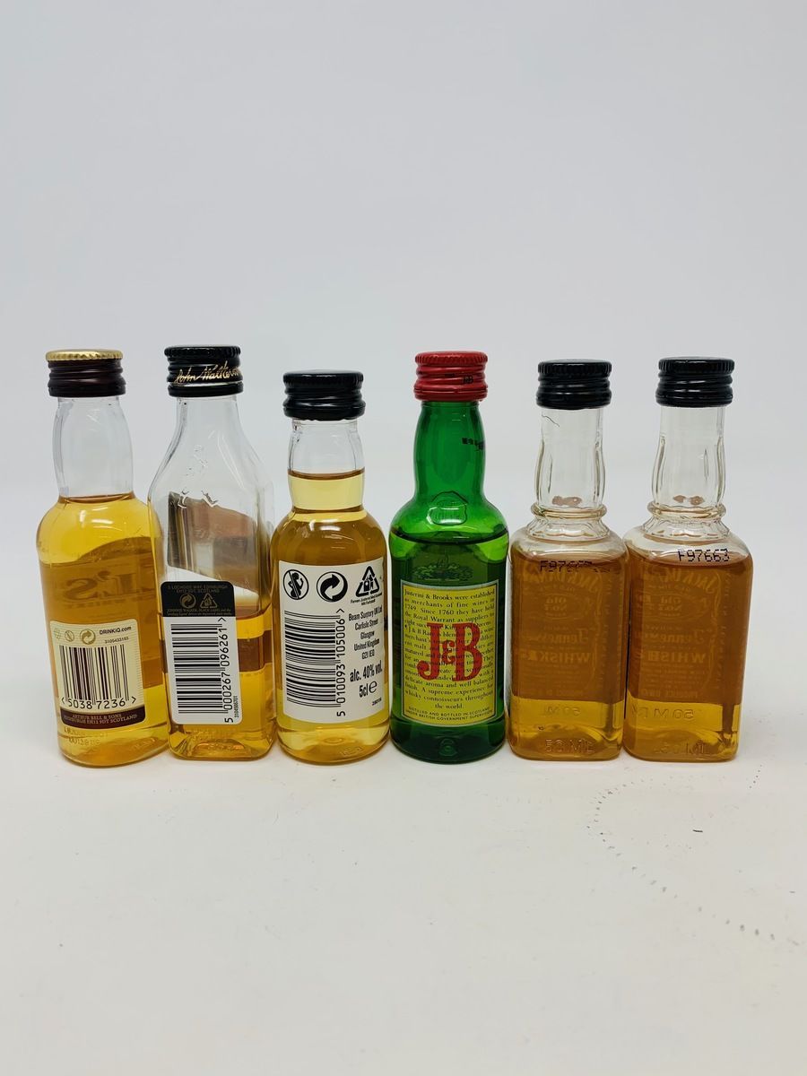 6 X ASSTD WHISKY MINIATURES (PLASTIC BOTTLES)