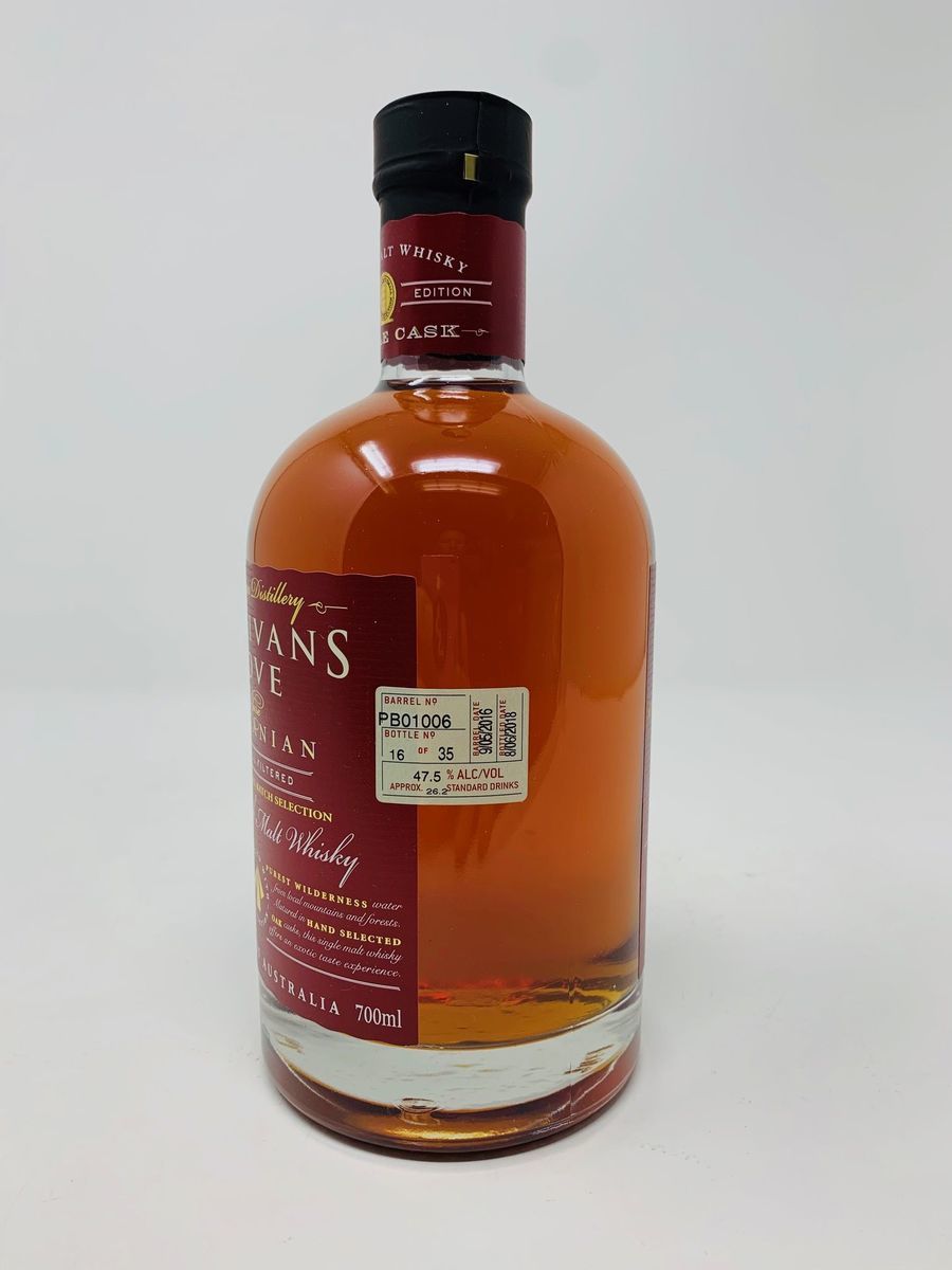 SULLIVANS COVE FRENCH OAK SINGLE CASK BOTTLE NUMBER 16 OF 35