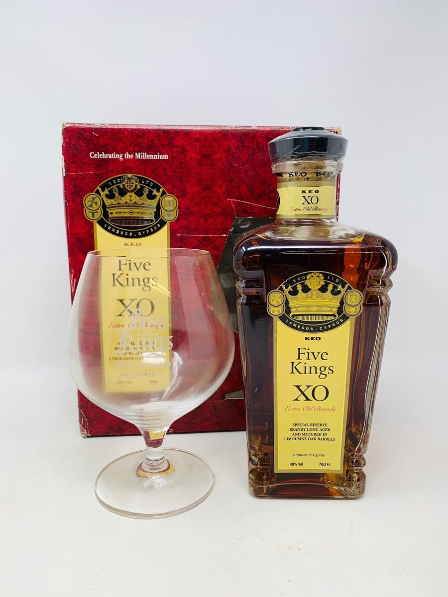 FIVE KINGS XO CYPRUS BRANDY WITH GLASS