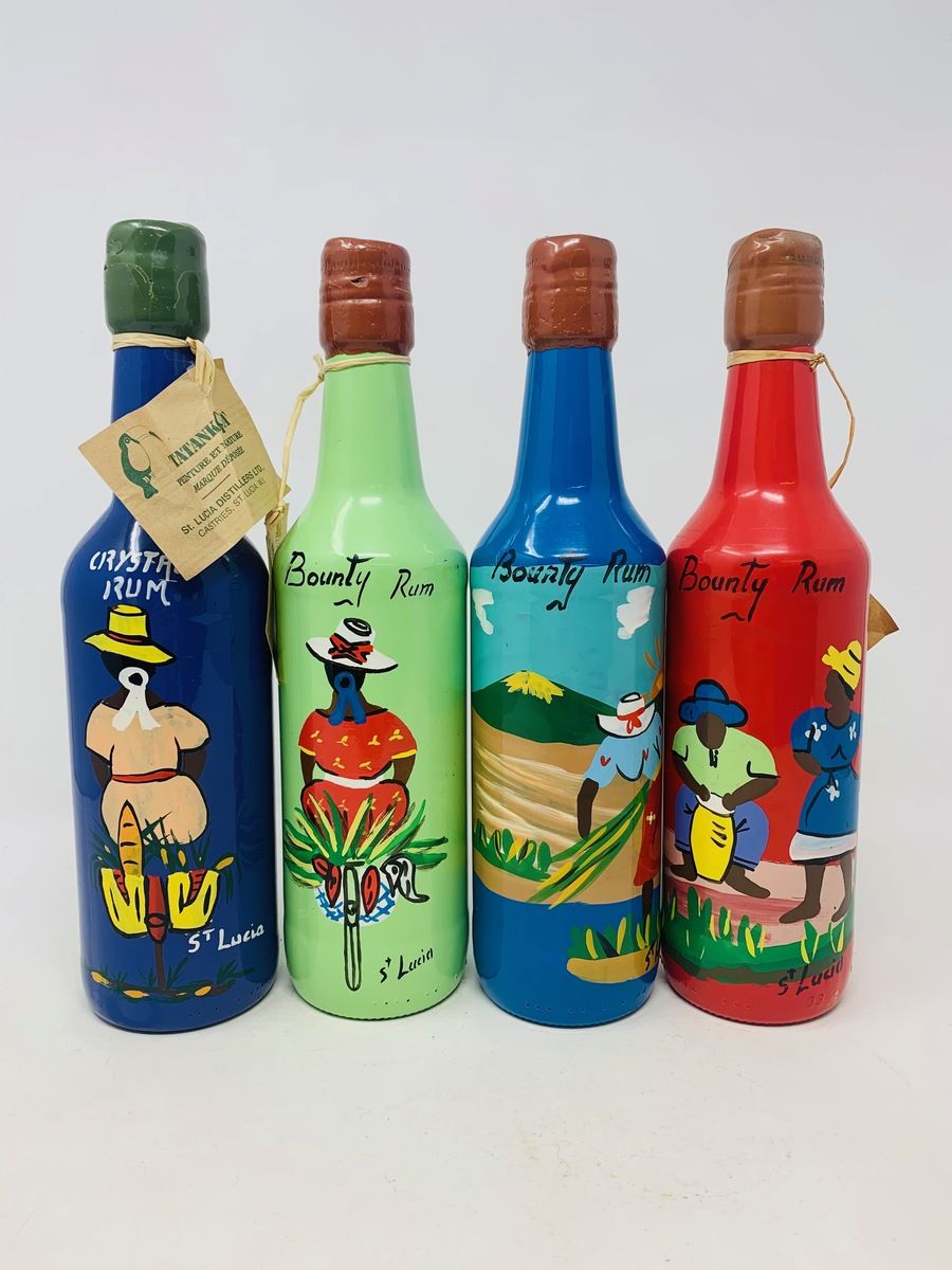 4 x HANDPAINTED ST LUCIAN BOUNTY RUM 