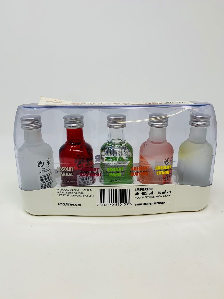 5 X FLAVOURED ABSOLUT VODKA MINIATURES 